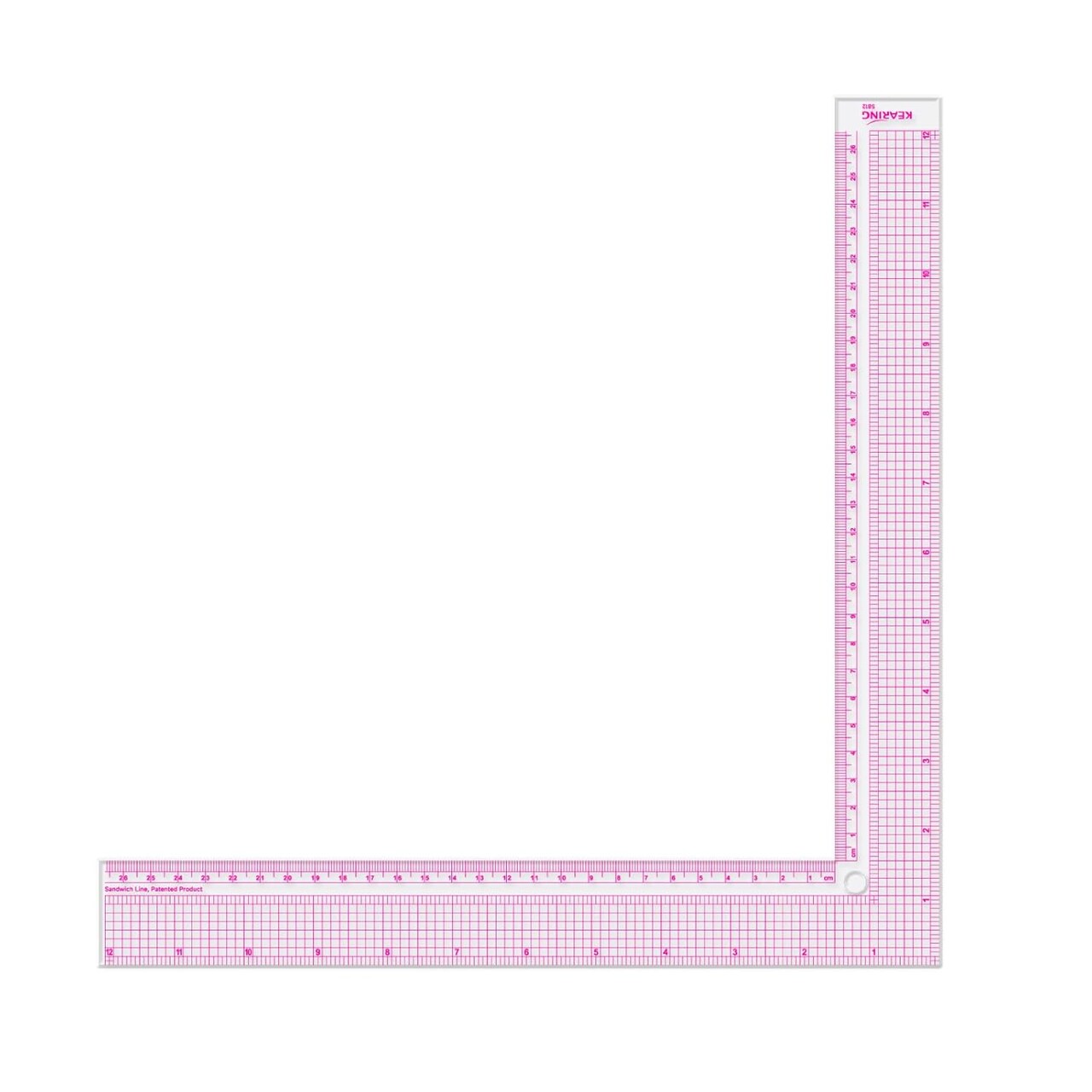 Kearing® 12" Plastic L Square Ruler for Sewing - L Shaped Ruler
